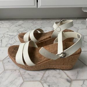 White strappy platform sandals